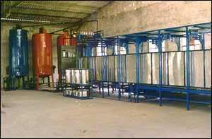 continuous foam machine, storage tanks, flow meters, level gauges, thermometers, safety valves, stirrers, strainers, drain valves